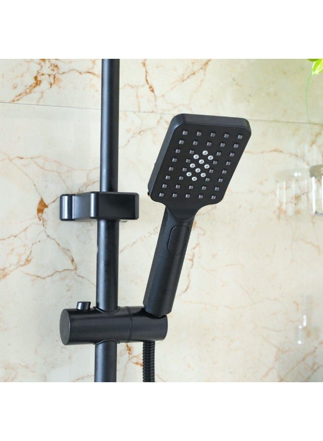 ALMiftah Tina Rain Shower Complete Set (Square) | Matt Black Solid Brass Pressure Balancing Mixer | Wall Mounted Rainfall Shower System with Adjustable Handheld Shower for Bathroom - Image 4